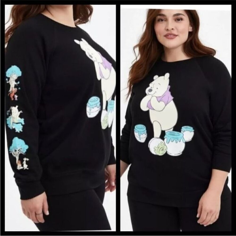 Torrid Black Disney Winnie The Pooh Sweatshirt Cartoon TV Tigger lounge Size 1X